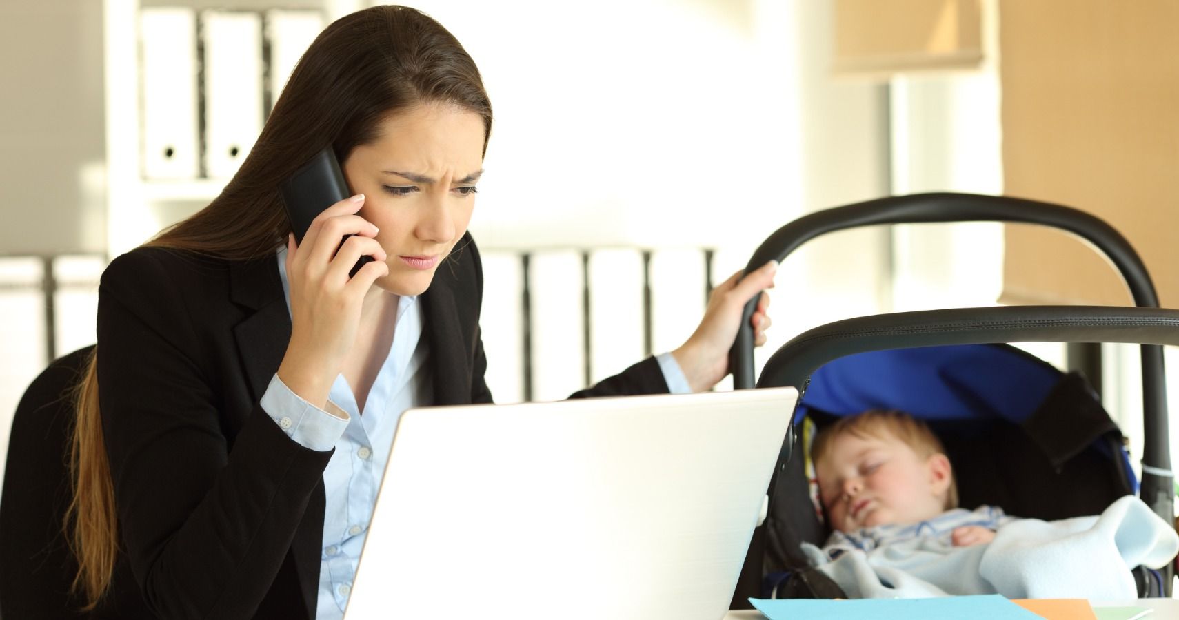 stressed working mother