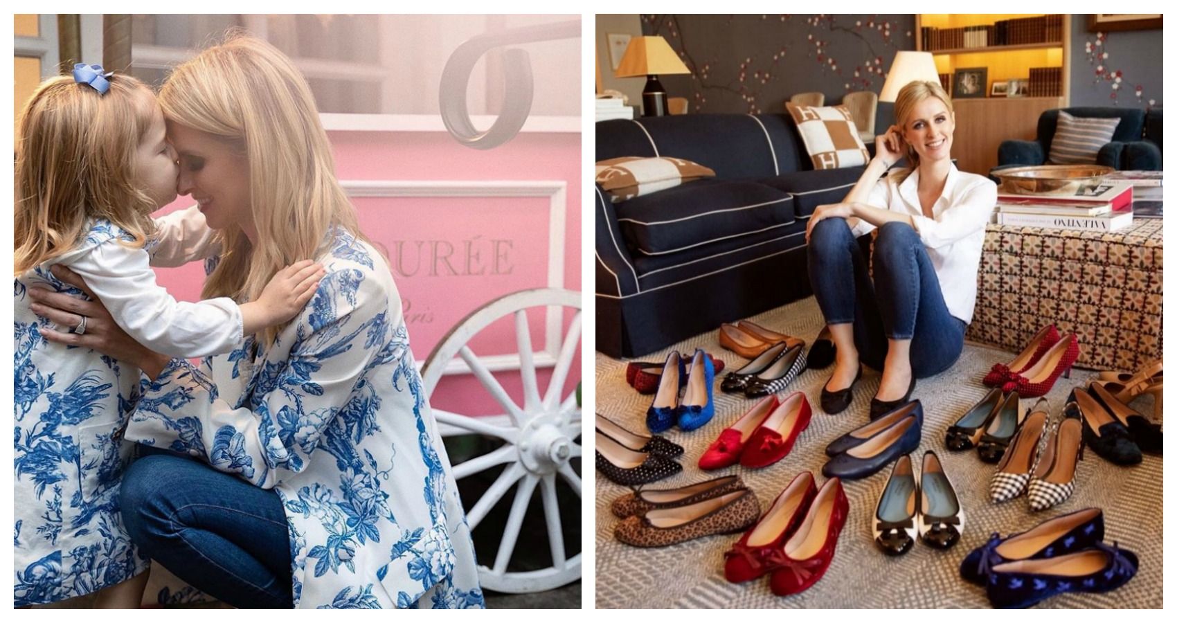 Nicky Hilton with daughter and posing with shoe collection