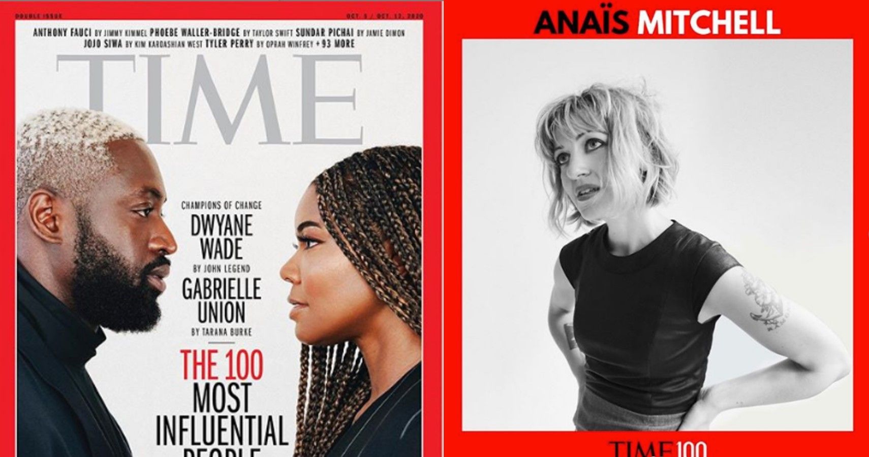 Time100 Gabrielle Union & Anais Mitchell honorees on instagram