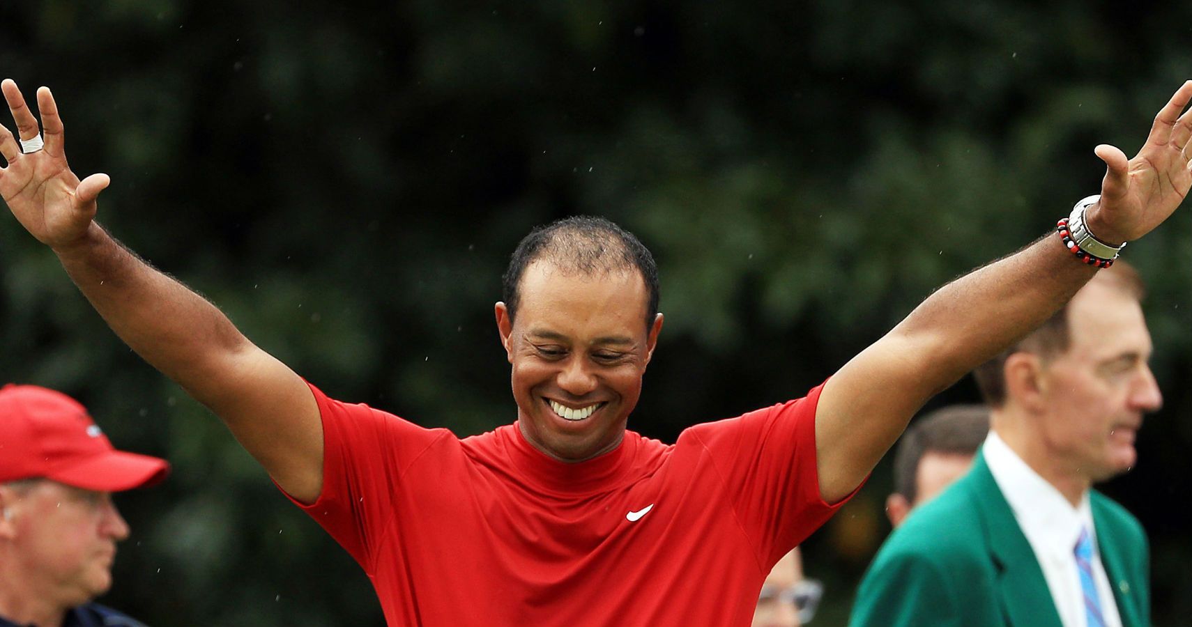 Tiger Woods With His Arms Up