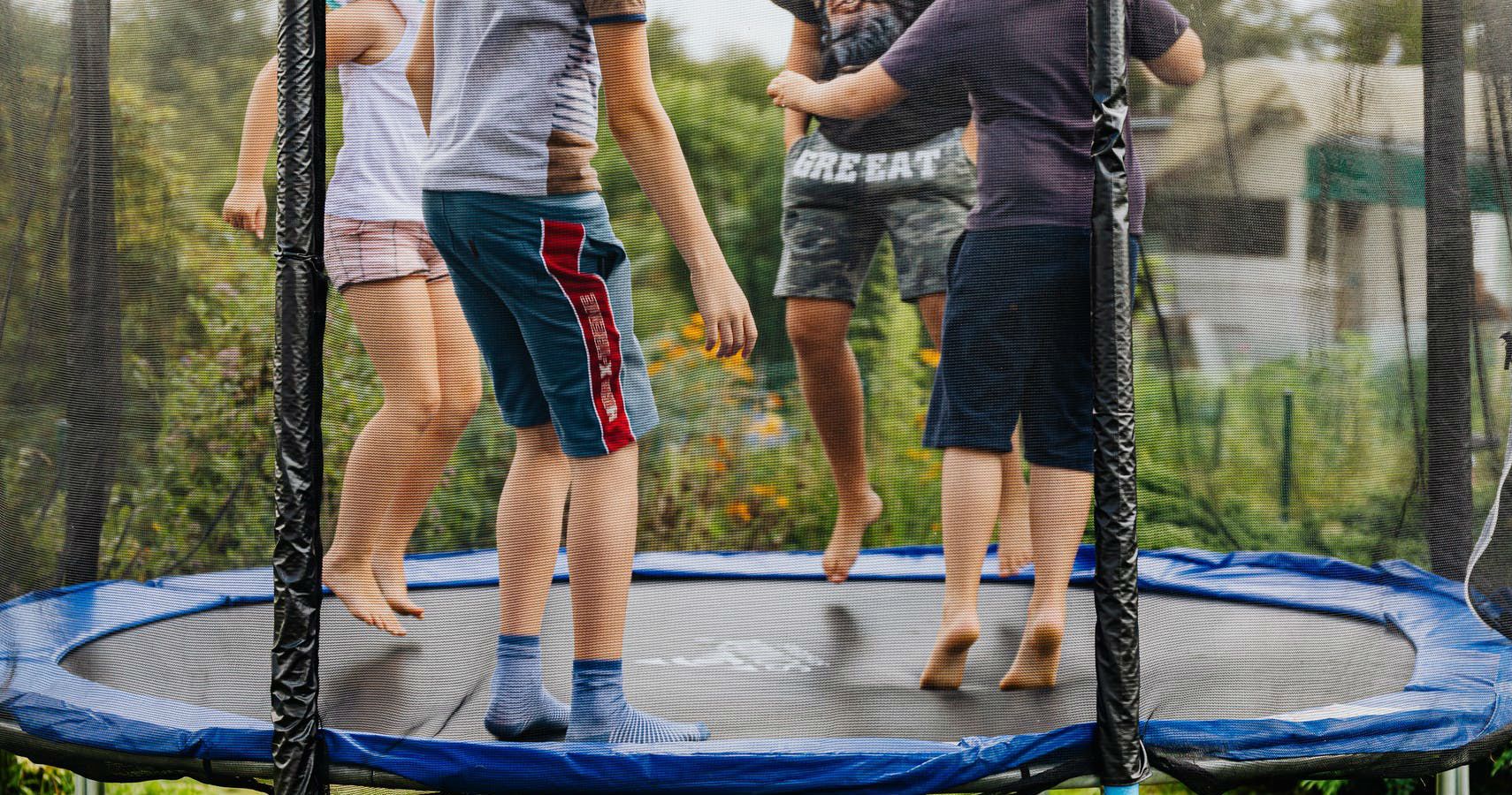 Kids jumping on trampoline