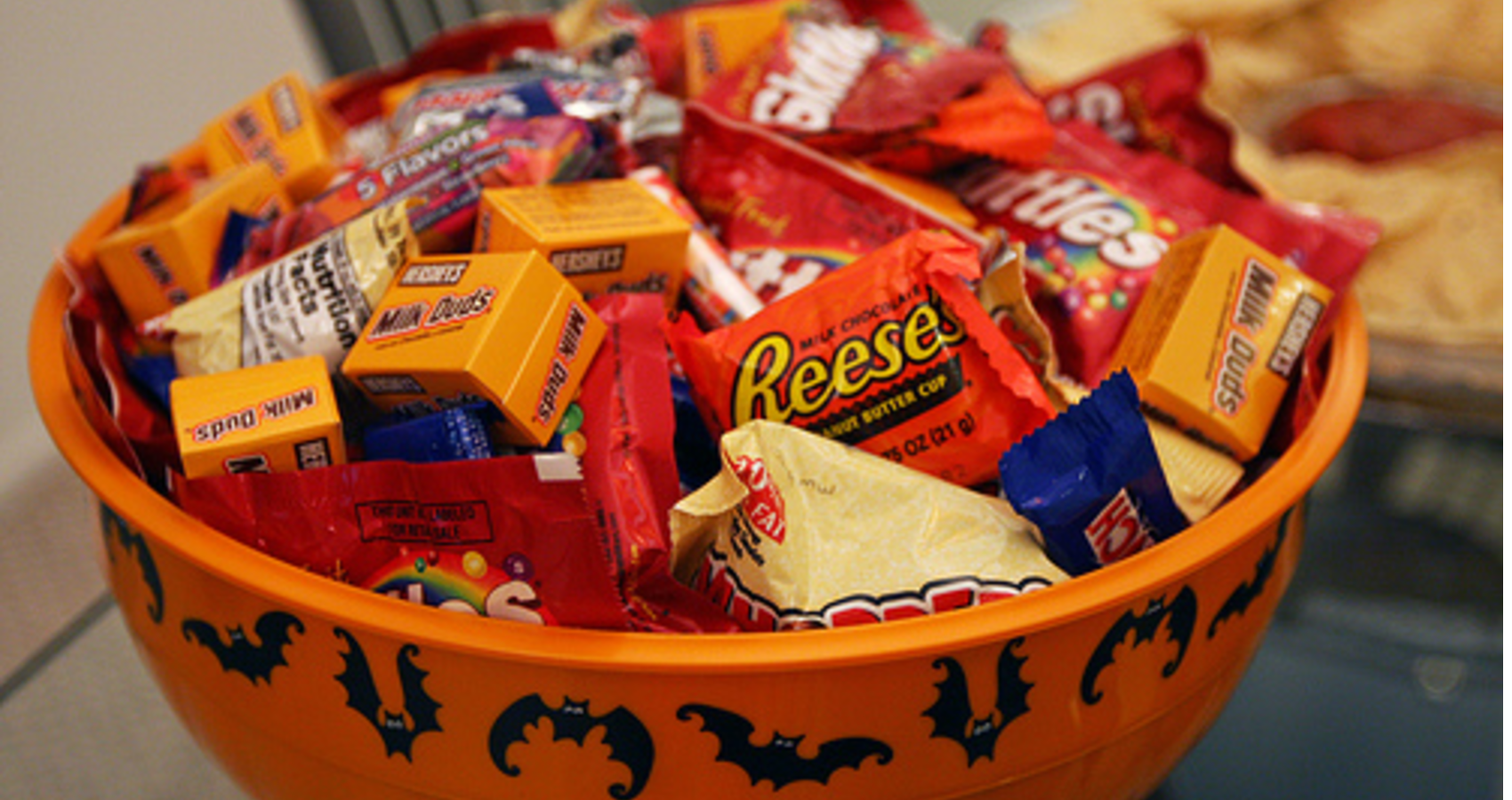 A bowl full of Halloween candy