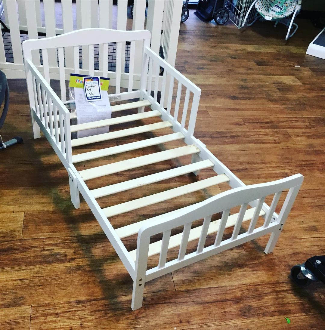 A new toddler bed in a store that is for sale
