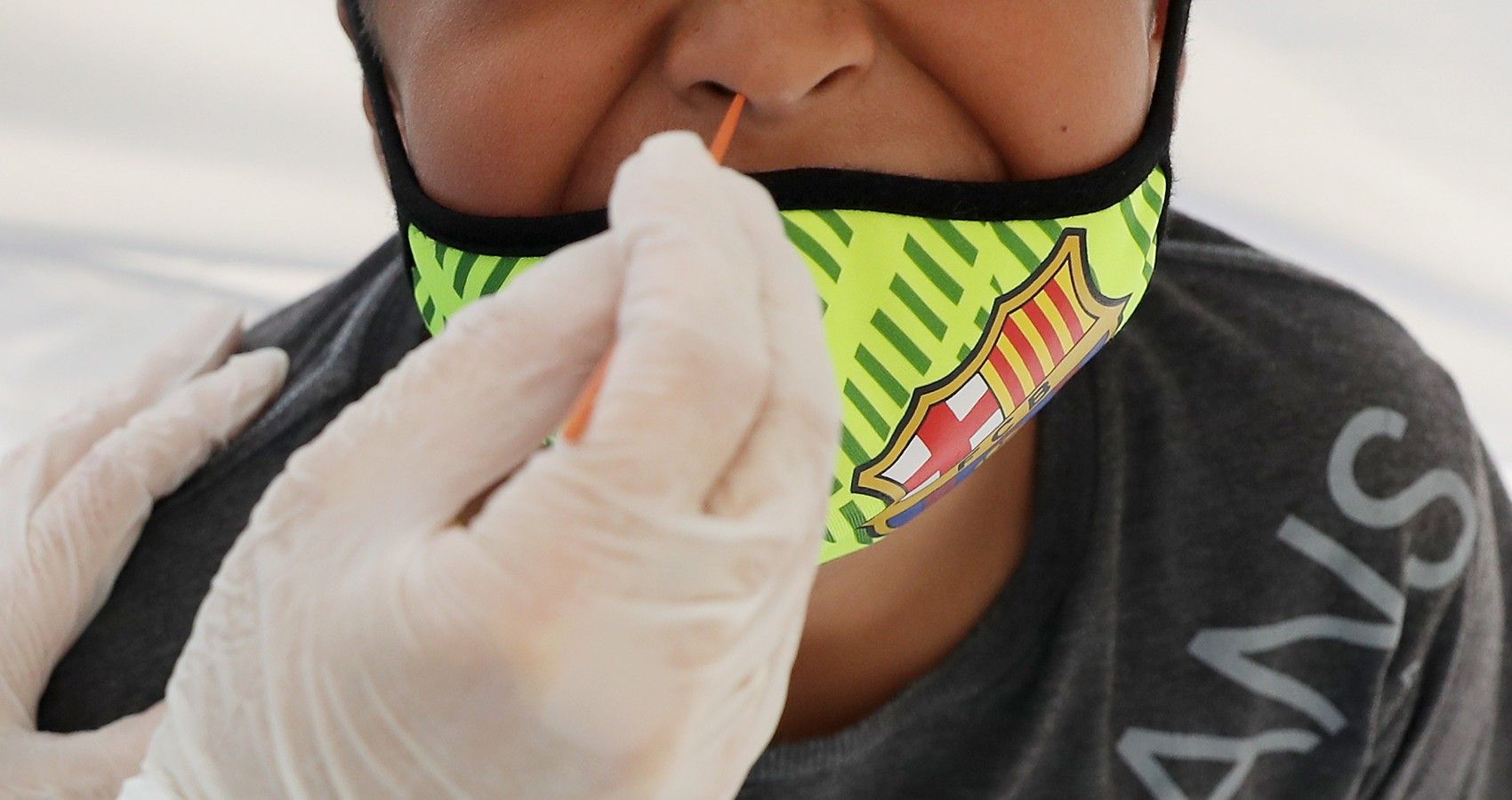 A child getting tested for Covid-19