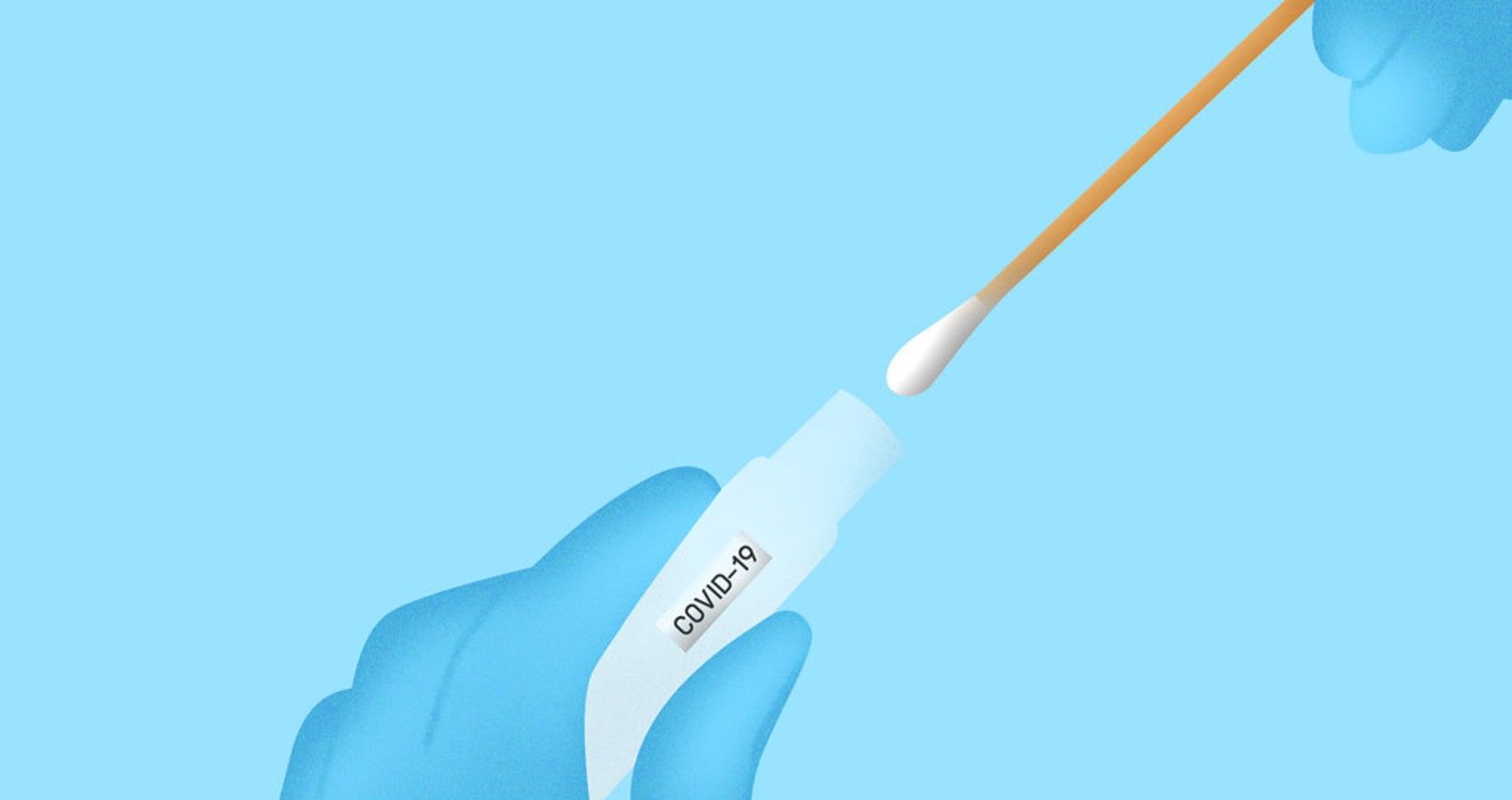 A cartoon depiction of the covid-19 nasal swab test