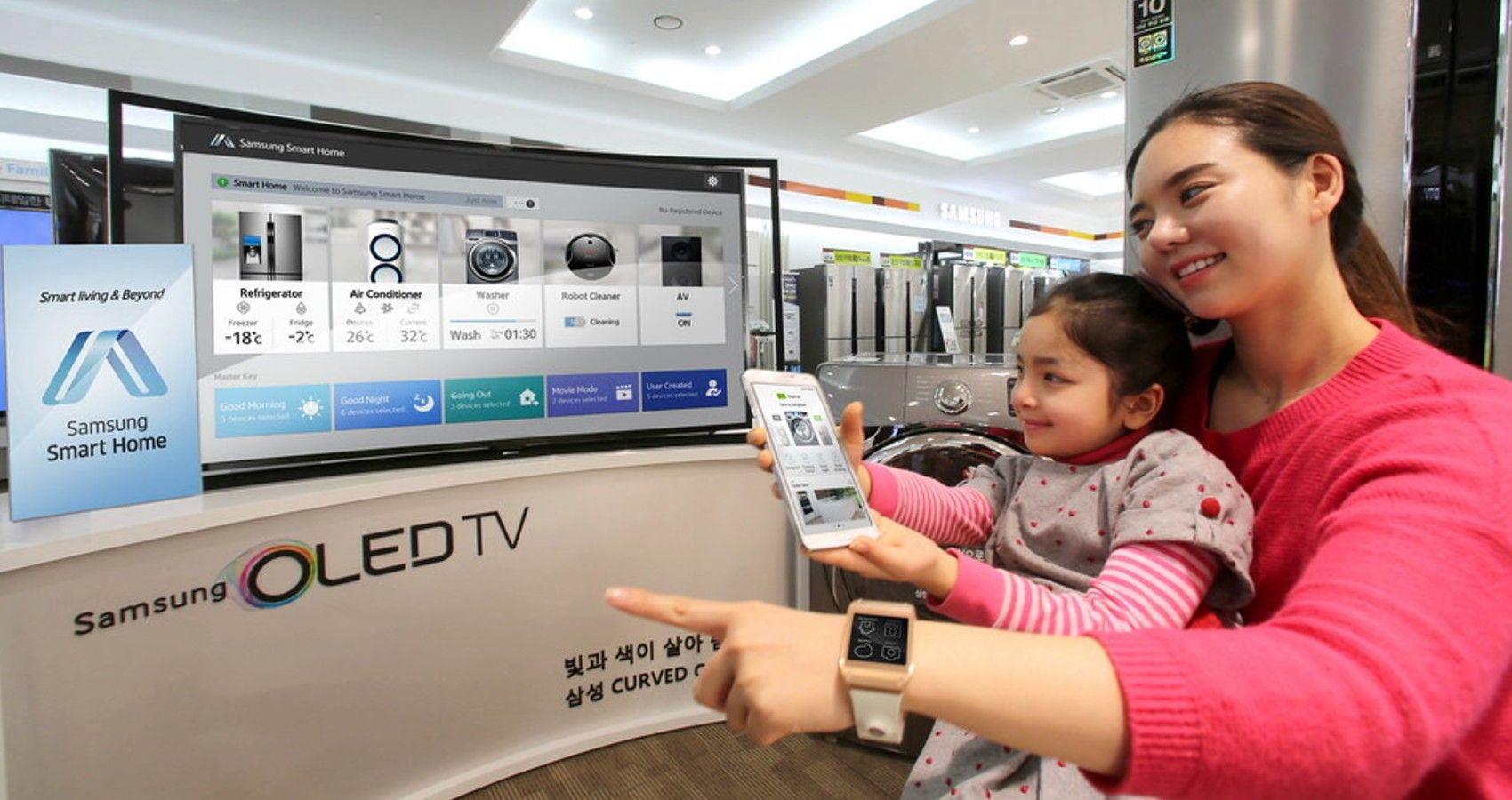 A mom and her daughter looking at smart home technology