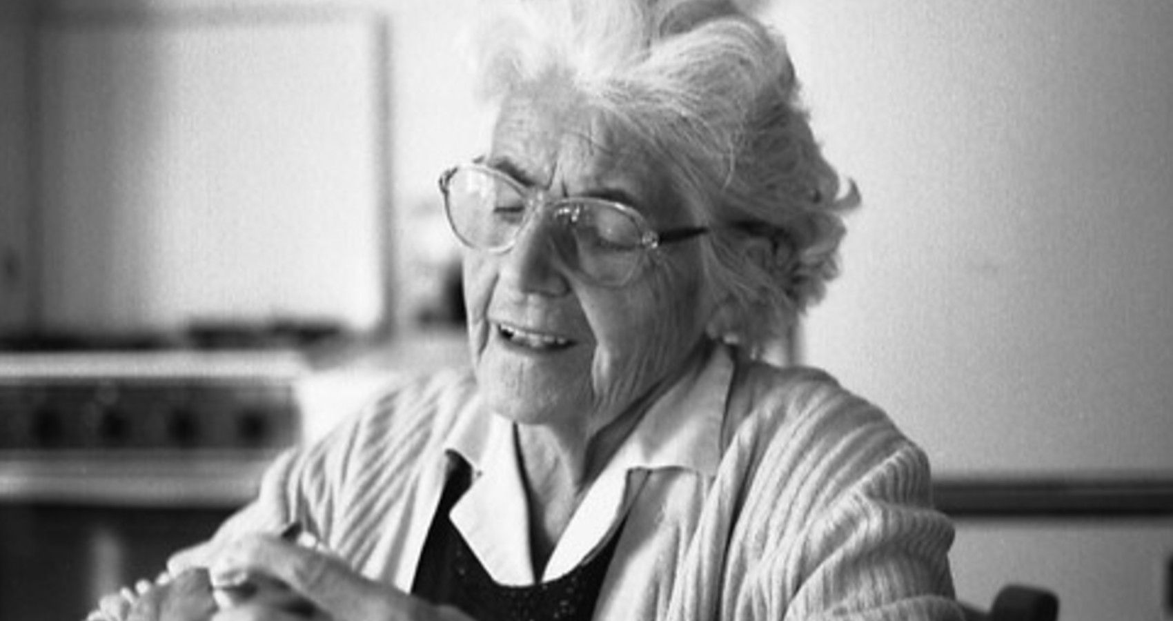 A black and white picture of a grandmother