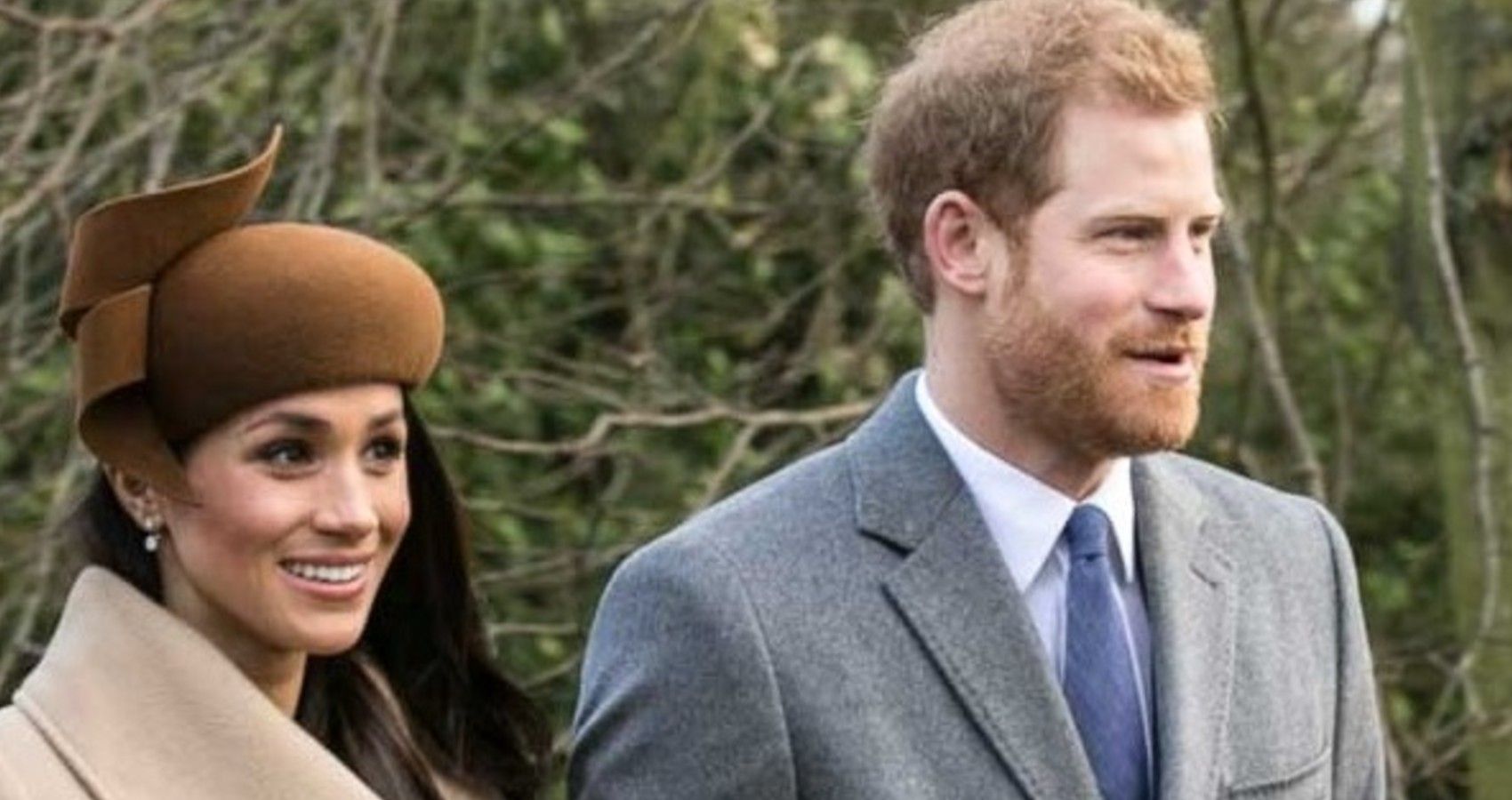 Prince Harry And Meghan Markle Smiling While Outside