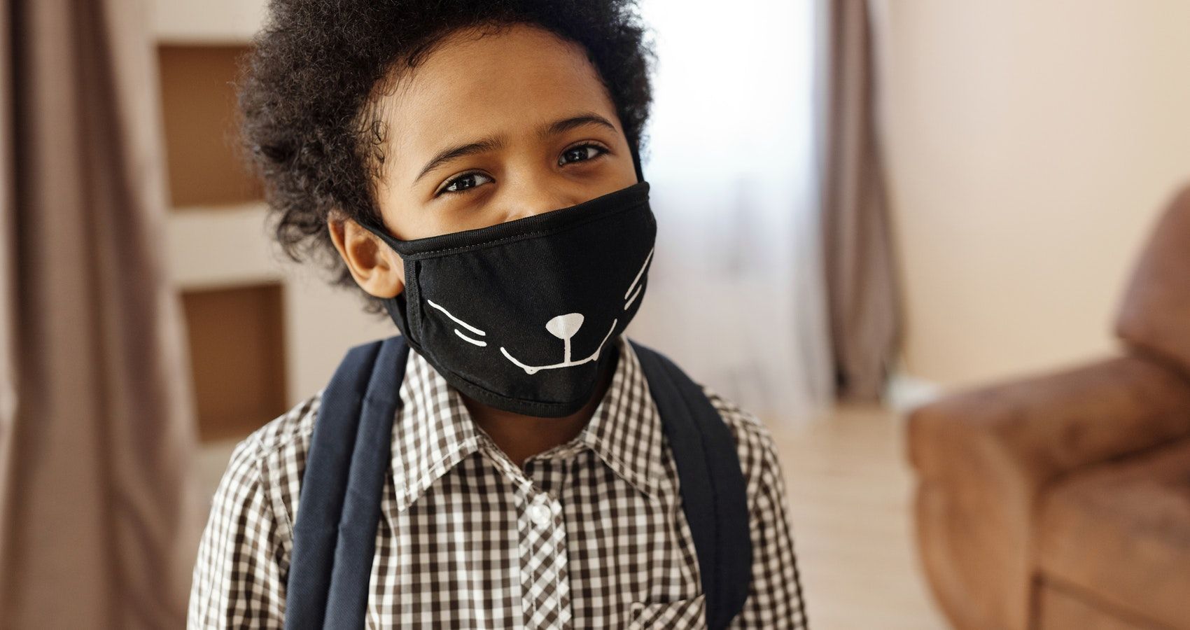 Young Boy Wears Mask For School Picture Because He Listens To Mom