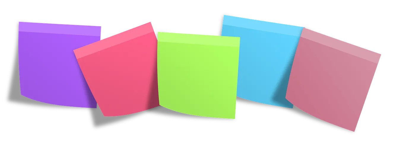 Various colored post it notes