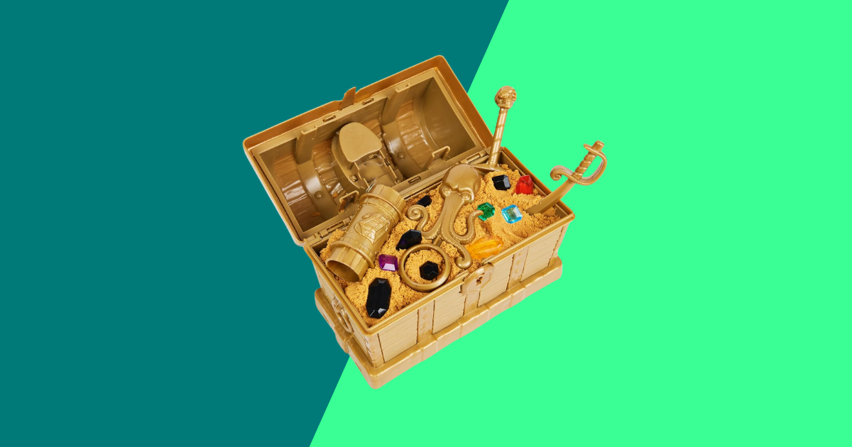 Treasure box on a green background