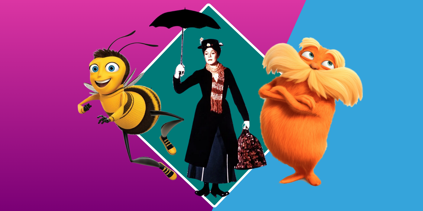 color background with barry bee, mary poppins and the lorax