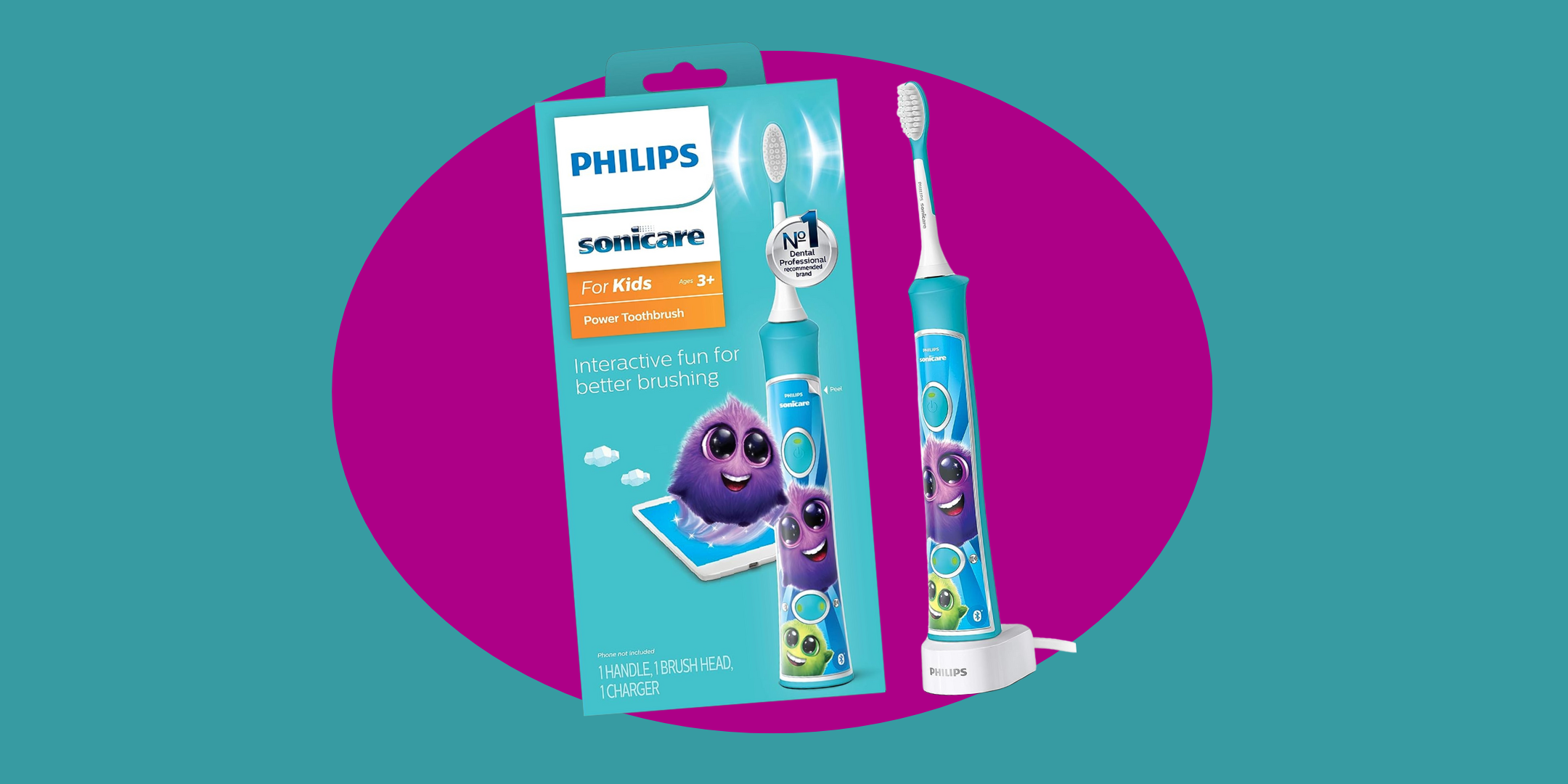 blue and purple background with a toothbrush