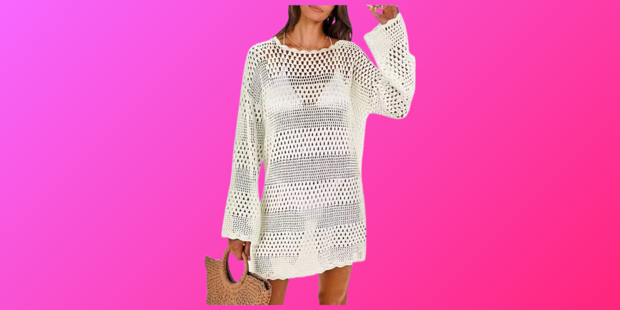 Anrabess Creamy White Swim Cover-Up On Sale
