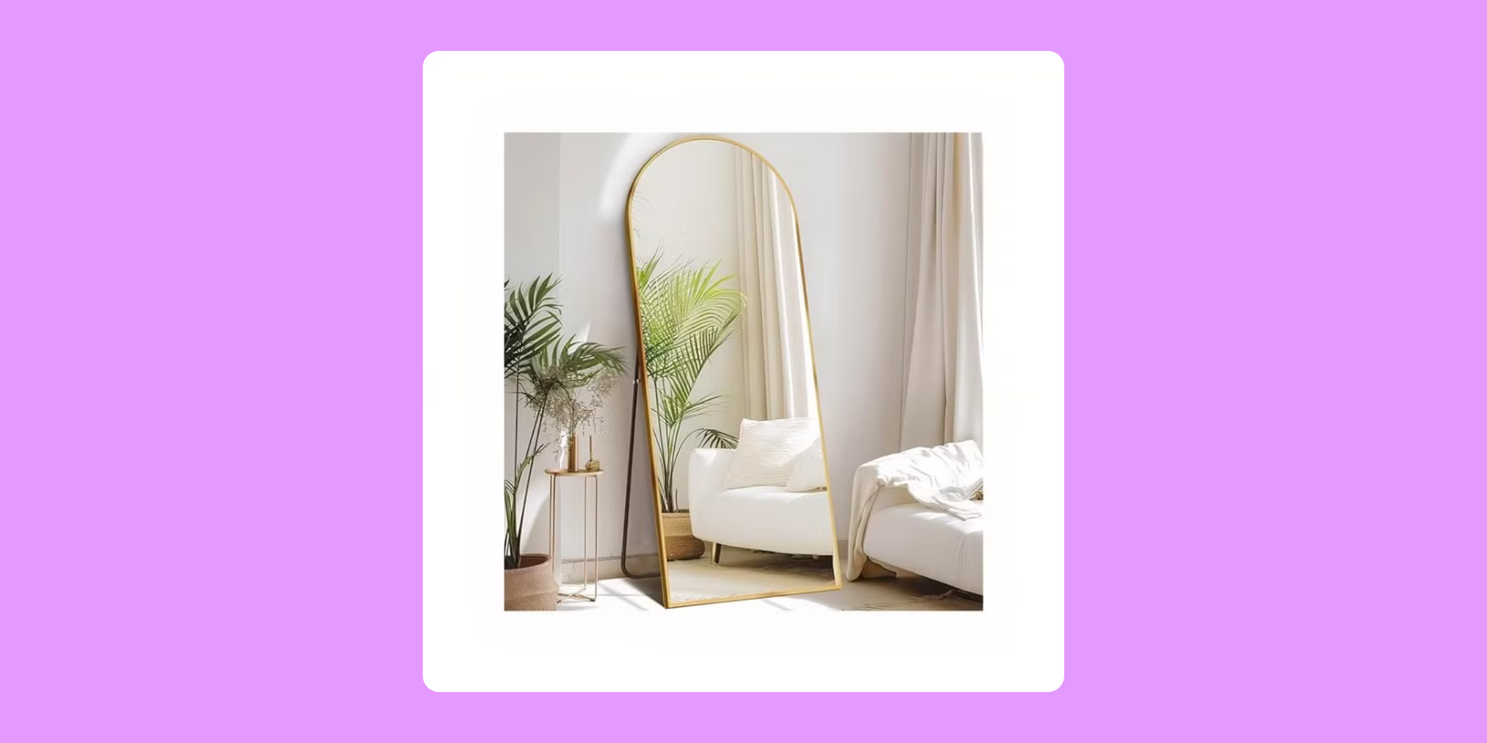 A Beautiful Arched Top Full-Length Gold Trim Mirror: Add Elegance & Light to Your Home